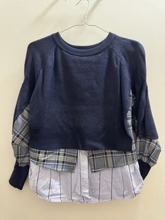 藍白假兩件長袖上衣襯衫64240105294849110