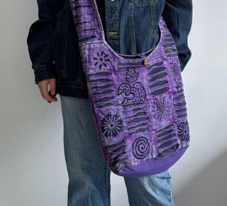 尼泊爾紫色圖騰民族風扎染側揹袋 Nepal purple bohemian pattern dyed tote bag shoulder bag64206167818371110