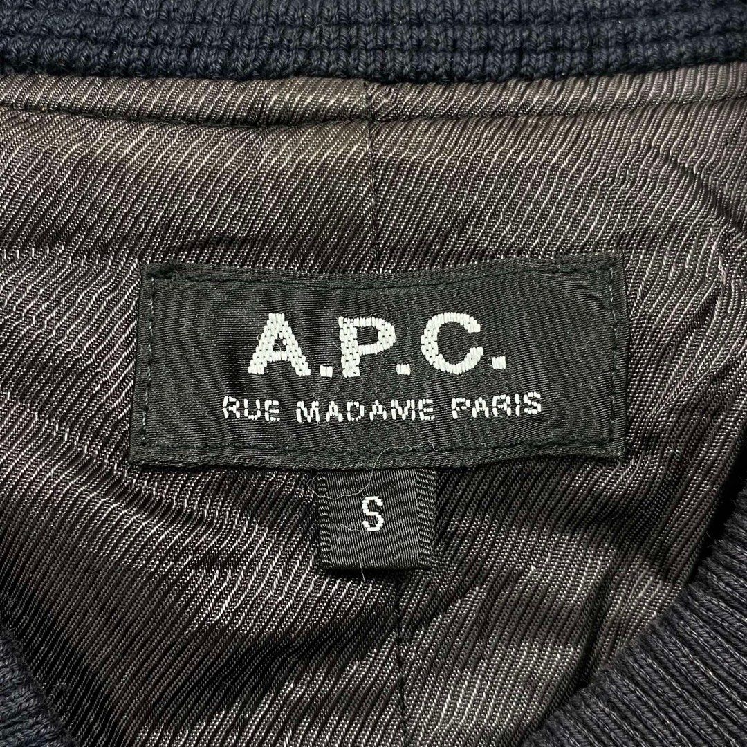 A.P.C. Rue Madame Paris Bomber Jacket (Category: Coats, Jackets and Outerwear) located in Baguio. Submitted by archival.store (Listing ID 1384692716, Image 2). Description: Size tagged: Condition:Excellent Issue:Sun Faded Width:22 Length:26 Shoulders:18 Sleeves:25.