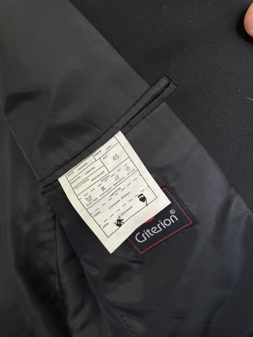 Criterion black coat for sale (small to medium) (Category: Coats, Jackets and Outerwear) located in Taguig. Submitted by ejdangla (Listing ID 1384733185, Image 3). Description: Selling my pre-loved blazer from Criterion. Dry cleaning maintained. No hanger and suit cover. Please check the photos for more info. RFS: It doesn't fit me anymore. MOP: Cash, GCash, Maya, bank transfer Shipping c/o buyer.