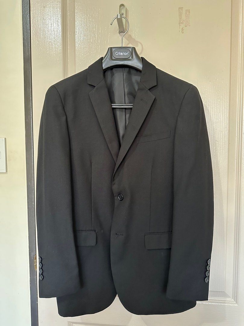 Criterion black coat for sale (small to medium) (Category: Coats, Jackets and Outerwear) located in Taguig. Submitted by ejdangla (Listing ID 1384733185, Image 1). Description: Selling my pre-loved blazer from Criterion. Dry cleaning maintained. No hanger and suit cover. Please check the photos for more info. RFS: It doesn't fit me anymore. MOP: Cash, GCash, Maya, bank transfer Shipping c/o buyer.