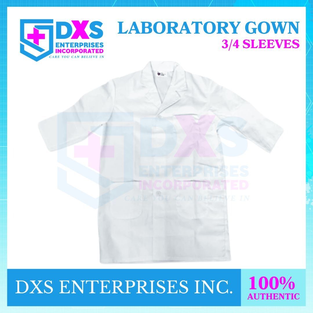 LABORATORY GOWN 3/4 SLEEVE (Category: Medical Supplies & Tools) located in Quezon City. Submitted by andrea_dxs (Listing ID 1384693019, Image 2). Description: LAB COAT (3/4 SLEEVES) White coat, also known as a laboratory coat, is a knee-length overcoat/smock worn by professionals in the medical field or by those involved in laboratory work. The coat protects their street clothes and also serves as a simple uniform. Properly sewed for durability S