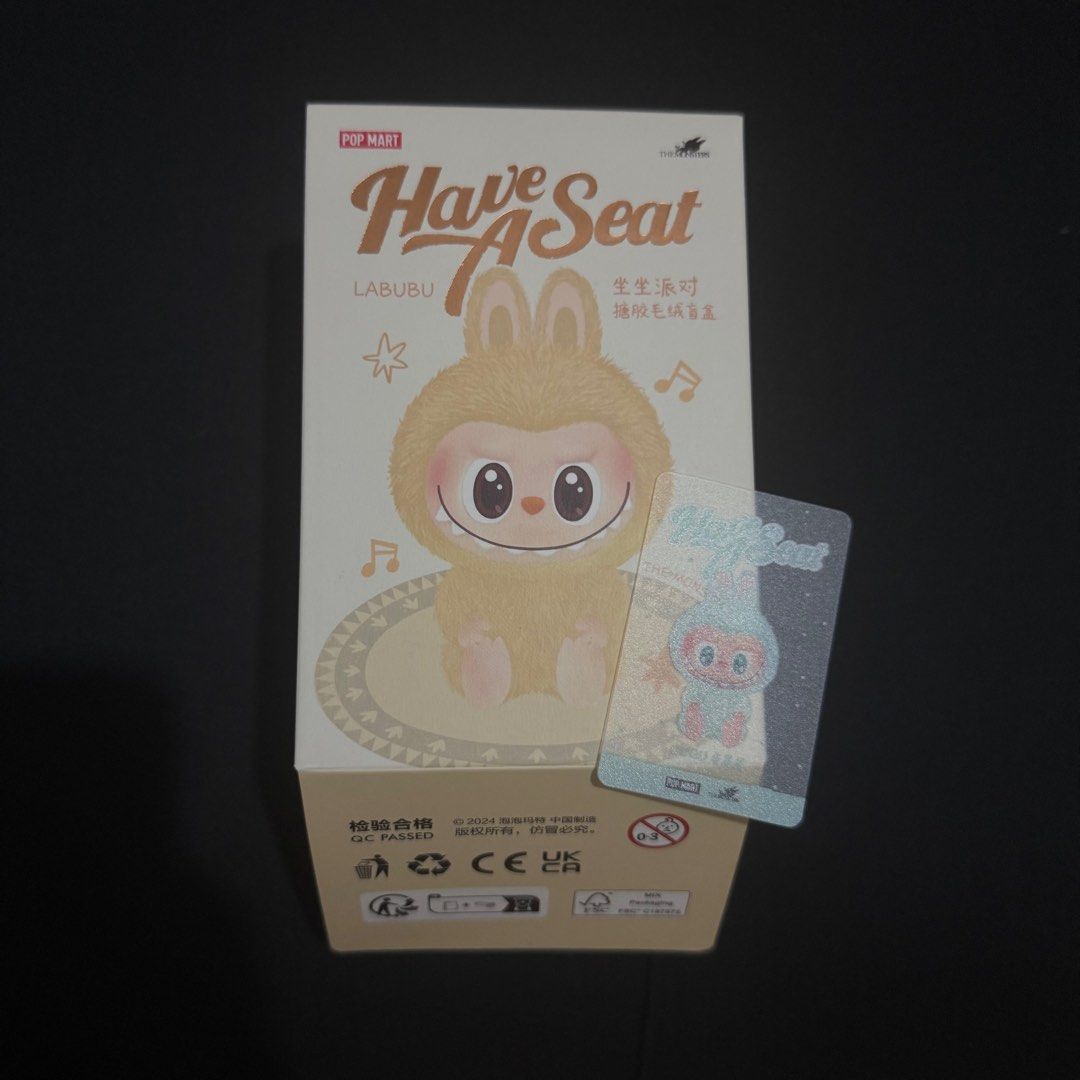 Labubu Have A Seat Ququ (Category: Designer & Blind Box Toys) located in Makati City. Submitted by larayne (Listing ID 1384665815, Image 2). Description: Selling for SRP at P900. Bought at popmart Item Details: * Seal unopened * No trades, strictly selling Order details: * MOP: Gcash or Unionbank * MOD: Lalamove, Angkas, MoveIt, J&T.