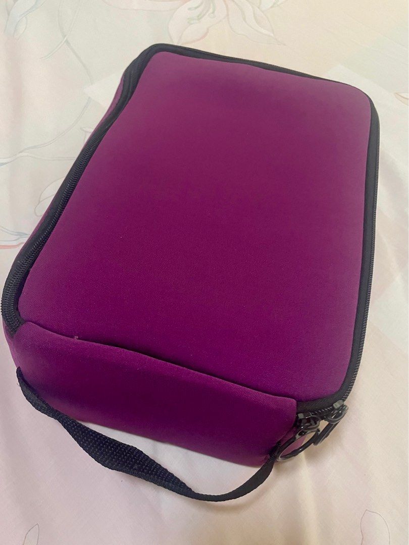 Lunch box with insulated water bottle (Category: Food Organization & Storage) located in Las Pinas. Submitted by jay.vee (Listing ID 1384669989, Image 1). Description: Unused purple lunch box with handle and white insulated water bottle (with text “hope daily”) Lunch box material is neoprene type with thick lining on all sides.