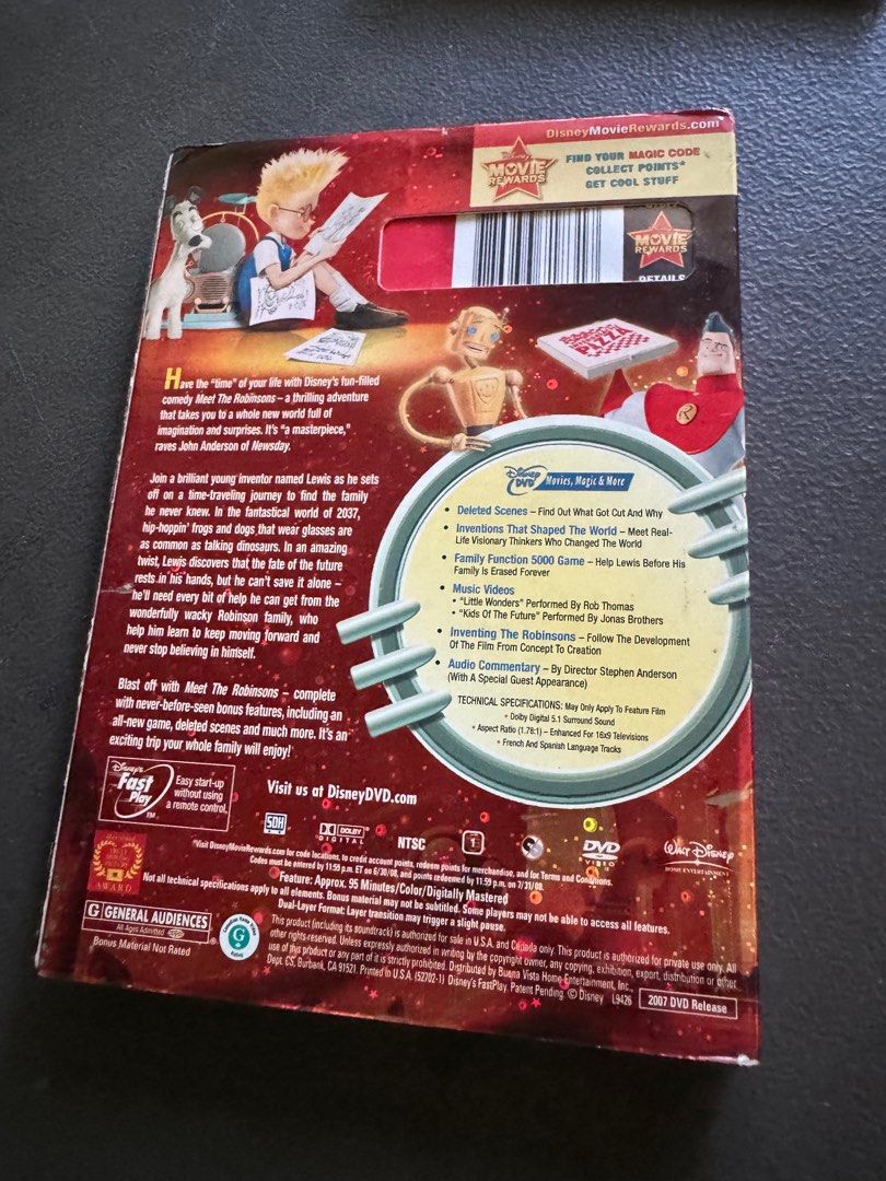 Meet the Robinsons Original DVD (Category: CDs & DVDs) located in Quezon City. Submitted by happyreader (Listing ID 1384682118, Image 2). Description: Preloved, good condition Original DVD.