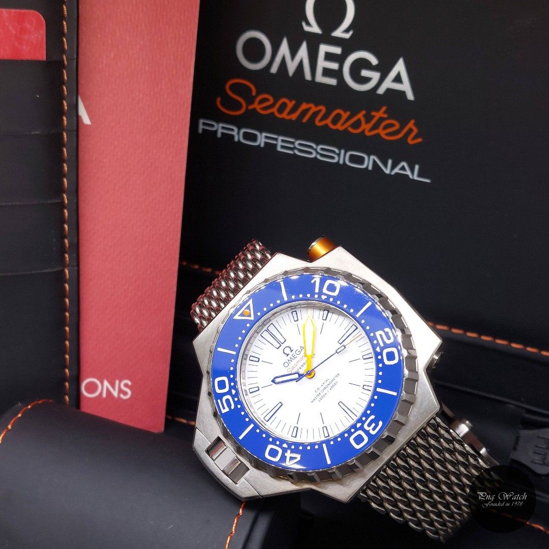Triple Omega Ceramic Bezel Omega 48mm X 55mm Titanium White Dial