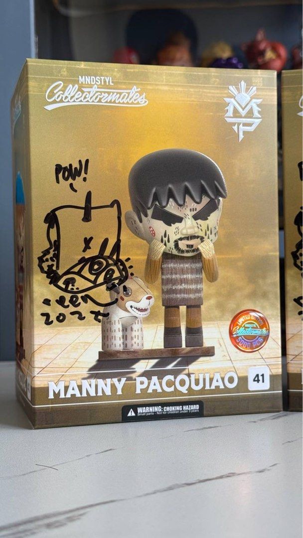 Reen Barrera - Manny Pacquiao LE5000 (collectormates) SIGNED (Category: Vintage Collectibles) located in Las Pinas. Submitted by alilbitofeverything.ph (Listing ID 1384801265, Image 1). Description: 💎 Signed box + Signed Figure + boxes in mint condition 💎 Selling 2 sealed boxes! *opened piece is personal and not for sale hehe* 📍 Free delivery in Makati 📦 If shipping, SF is shouldered by the buyer .