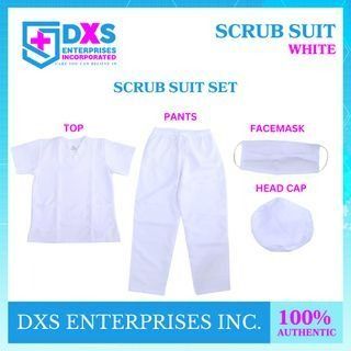 REUSABLE HOSPITAL SCRUB SUIT WHITE (Category: Medical Supplies & Tools) located in Quezon City. Submitted by andrea_dxs (Listing ID 1384676706, Image 1). Description: REUSABLE HOSPITAL SCRUB SUIT Size:S,M,L,XL,2XL, 3XL Fabric: KATRINA Color: White Premium Quality Locally Made by DocMed Anti wrinkle Autoclavable ShortSleeve with two pocketone, back pocket V-neck style Individually packed TOP,PANTS,HEAD CAP, AND MASK.