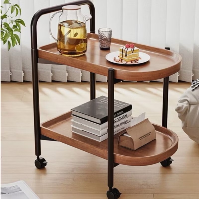 Two Layer Bar Cart Table | Oval Wooden Serving Cart Table | Home Tea ...