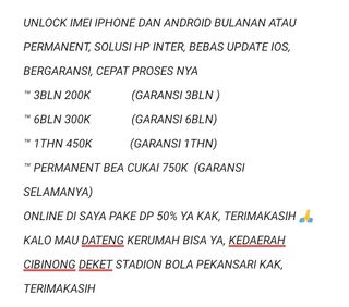 (Kategori: ) berada di . Dikirim oleh bacadeskripsi. (ID iklan 1384828004, Gambar 1). Deskripsi: .