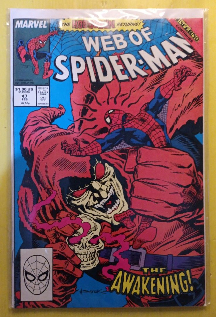 WEB OF SPIDERMAN COMICS (Category: Comics & Manga) located in Marikina City. Submitted by ferdzramos3691 (Listing ID 1384655709, Image 2). Description: Selling Web of Spider-man #47 and #48 set. Tie-in comics to the Inferno Storyline Event; ● Web of Spider-Man #47 - "The Face in the Mirror", story written by Gerry Conway, illustrated by Alex Saviuk with Keith Williams as inker. Cover Art by Alex Saviuk. Marvel Comics, Year 1989. ● Web of Spider-M