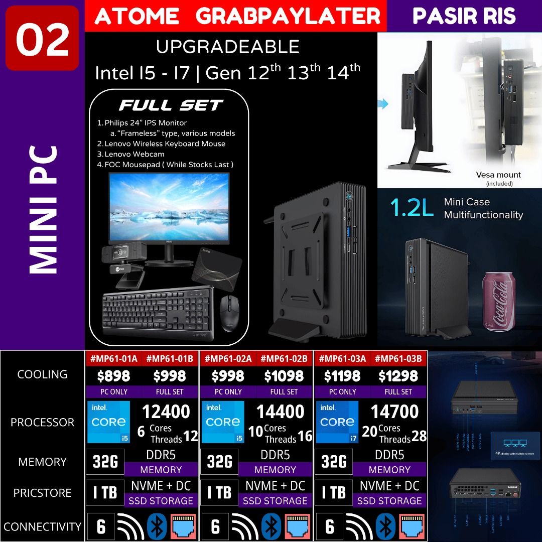 WORKSTATION 2025 BUILDS | INTEL CORE I5 12400 14400 I7 12700 14700 WORKSTATION OFFICE BUDGET DESKTOP PC MINI PC AMD RYZEN 4600G 5700G 5800X 7700 7900 WORKSTATION LIGHT GAMING OFFICE PC WORK FROM HOME BASED LEARNING HBL WFH MSTRWORKSTATION (Category: Desktops) located in Singapore. Submitted by game.onz (Listing ID 1033510121, Image 3). Description: WORKSTATION 2025 BUILDS | INTEL CORE I5 12400 14400 I7 12700 14700 WORKSTATION OFFICE BUDGET DESKTO