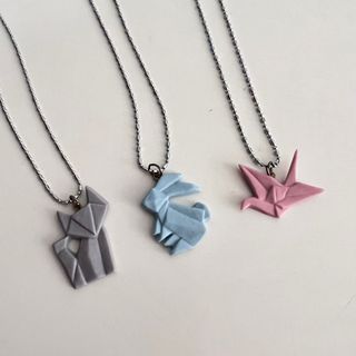 日韓頸鍊 粉紅色[千紙鶴] 淺藍色[兔子] 淺灰色[貓咪] 女裝首飾 飾物 頸鏈64206168759299110