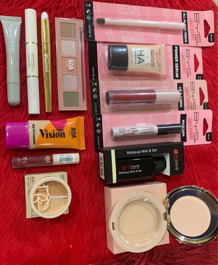 Assorted brands make up set (Category: Makeup) located in Quezon City. Submitted by jaianaapura (Listing ID 1384938317, Image 2). Description: Brandnew and authentic make ups perfect pang regalo with box na po. This make up set includes ✨Bys primer serum ✨Bys eyebrow pen ✨Bys Lip & Cheek matte tint ✨Bys mascara ✨Beauty glazed full coverage concealer ✨Shawill setting spray ✨Shawill porcelain foundation ✨Shawill Fine liquid eyeliner ✨Shawill Contou