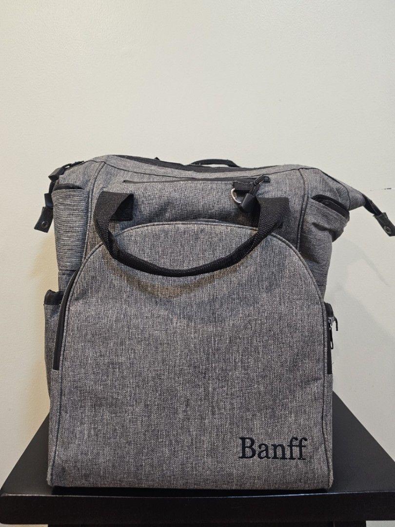 Banff baby bag large in gray (Category: Diaper Bags & Wetbags) located in Quezon City. Submitted by marie.kn (Listing ID 1384853337, Image 1). Description: why i chose the diaper bag - can be used as backpack, sling and hand bag - carries all stuff including milk bottles and pump - waterproof dimension : height 15" length 11" width 11' RFS decluttering.