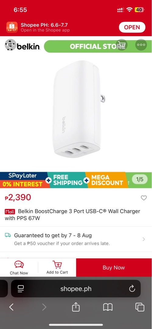 Belkin 3-port USB C wall charger (Category: Electrical, Adaptors & Sockets) located in Valenzuela. Submitted by riri_21 (Listing ID 1384964407, Image 1). Description: BRANDNEW SEALED BELKIN BOOST CHARGE 3-Port USB C Wall Charger * 3x USB-C ports * Fast charge three devices at once * Charge a laptop up to 67W when using a single port * Charge an iPhone 14 Pro from 0-50% in 25 minutes t and a Samsung Galaxy S23 Ultra from 0-50% in 23 minutes‡ * Sup