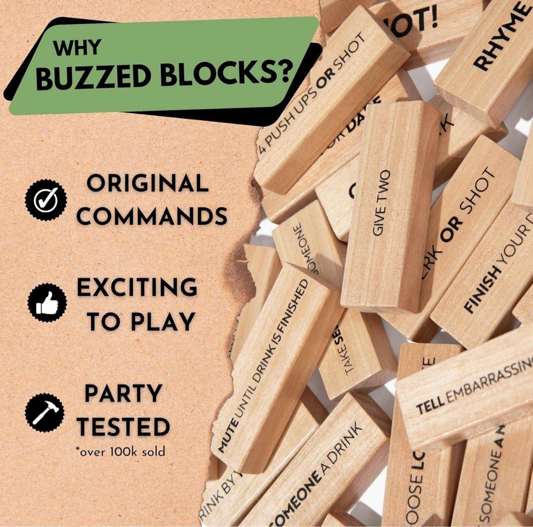 Buzzed Blocks (Category: Board Games & Puzzles) located in Singapore. Submitted by blue08 (Listing ID 1384901488, Image 3). Description: Perfect party starter! Fun games blocks.. playing with group friends .. .