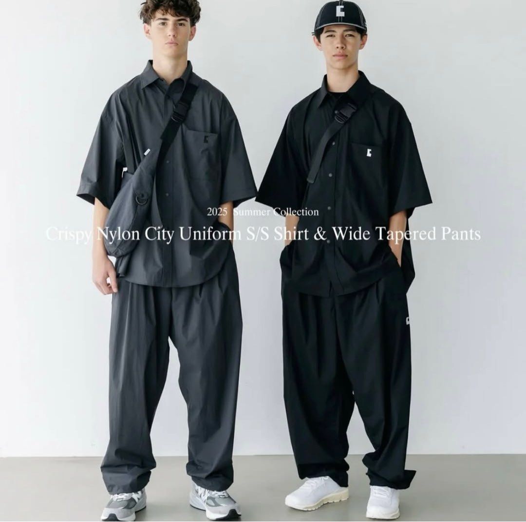 【希少】CLESSTE CRISPY NYLON UNIFORM PANTS CRISPY NYLON CITY UNIFORM WIDE TAPERED PANTS (BLACK)