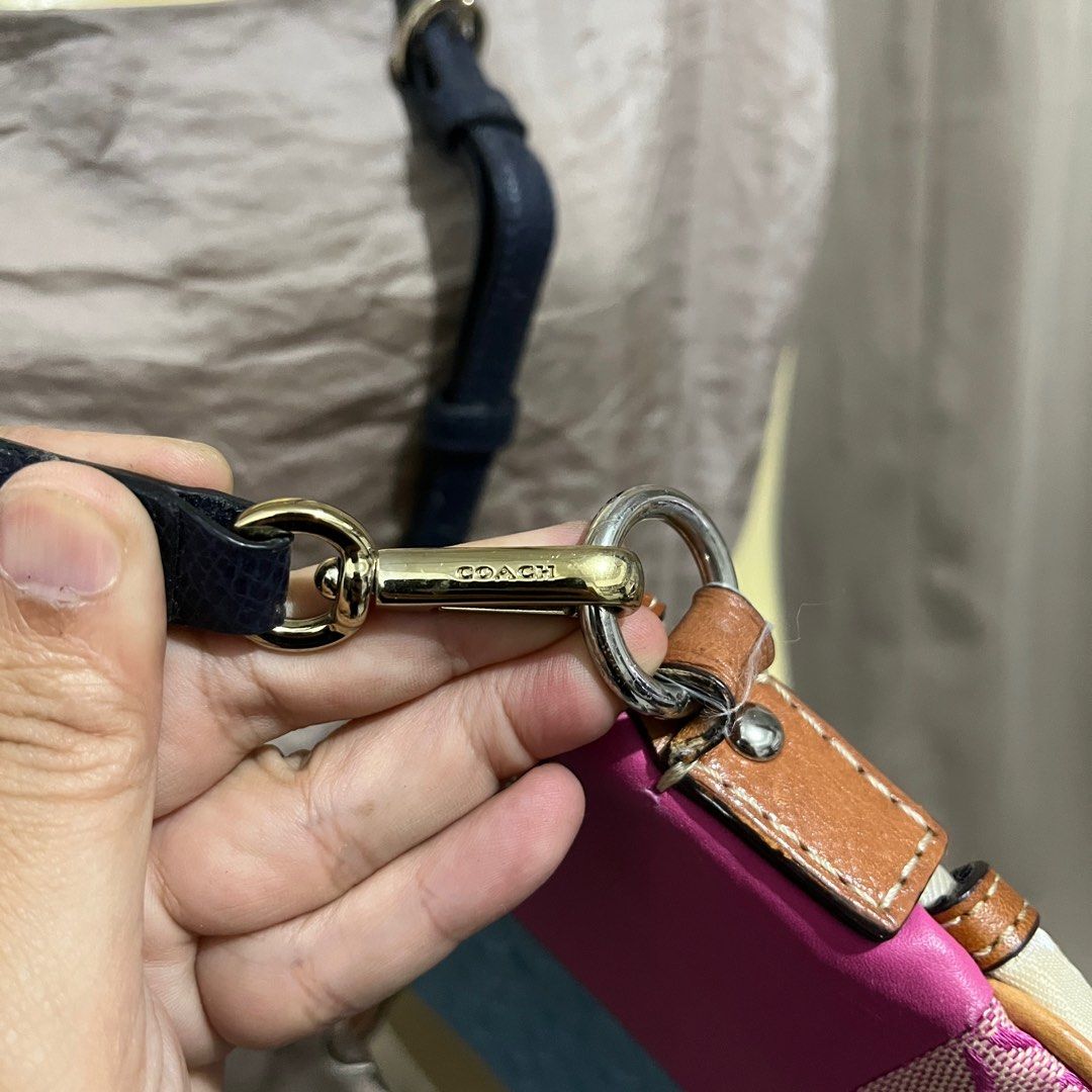 Coach Patchwork Sling Bag (Category: Luxury Bags & Wallets) located in Cabadbaran. Submitted by dfgthriftology (Listing ID 1385000310, Image 3). Description: replace sling With minimal and unnoticeable signs of use. Needs cleaning..