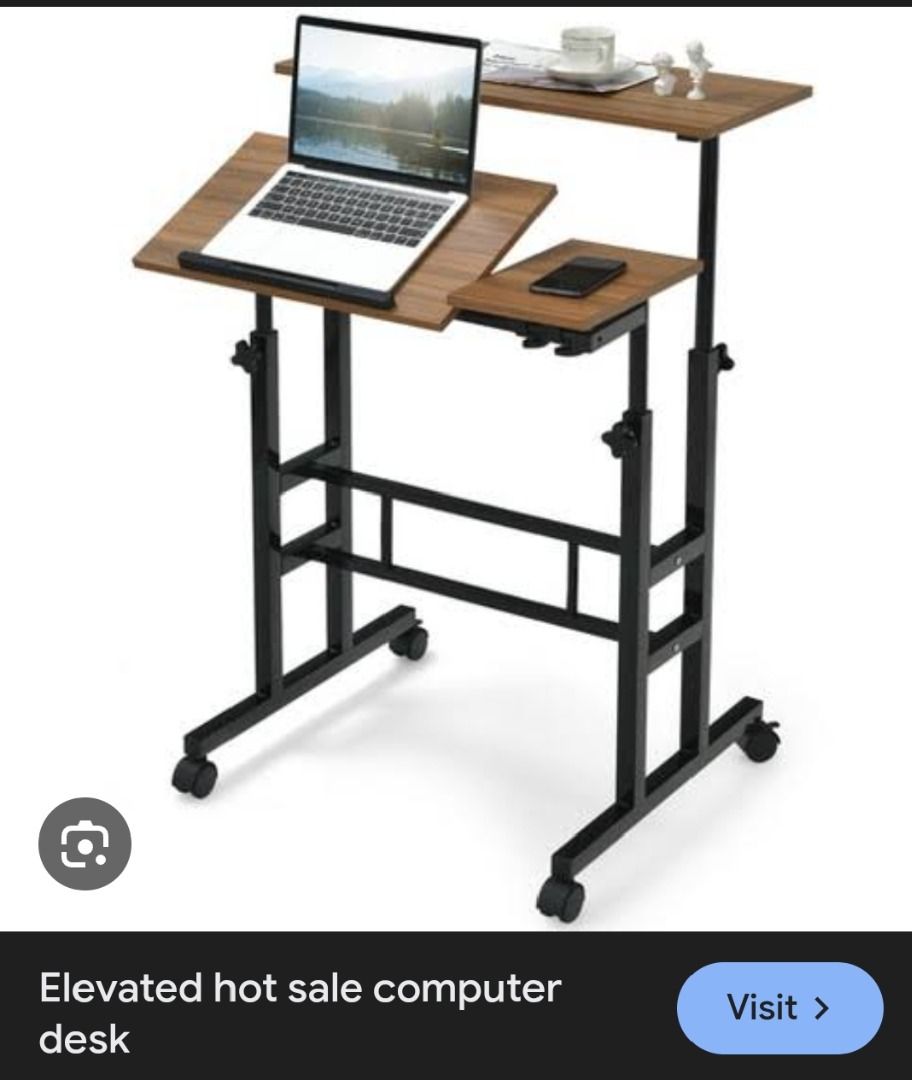 Computer Table-Adjustable (Category: Tables & Sets) located in Quezon City. Submitted by thebetterbargains (Listing ID 1384882273, Image 1). Description: Computer table, can adjust the table and the height. Measurement: 80x60 Color: Marble white/ brown Issues: Some rust, but is still sturdy. Rfs:Upgrading to electric table. .
