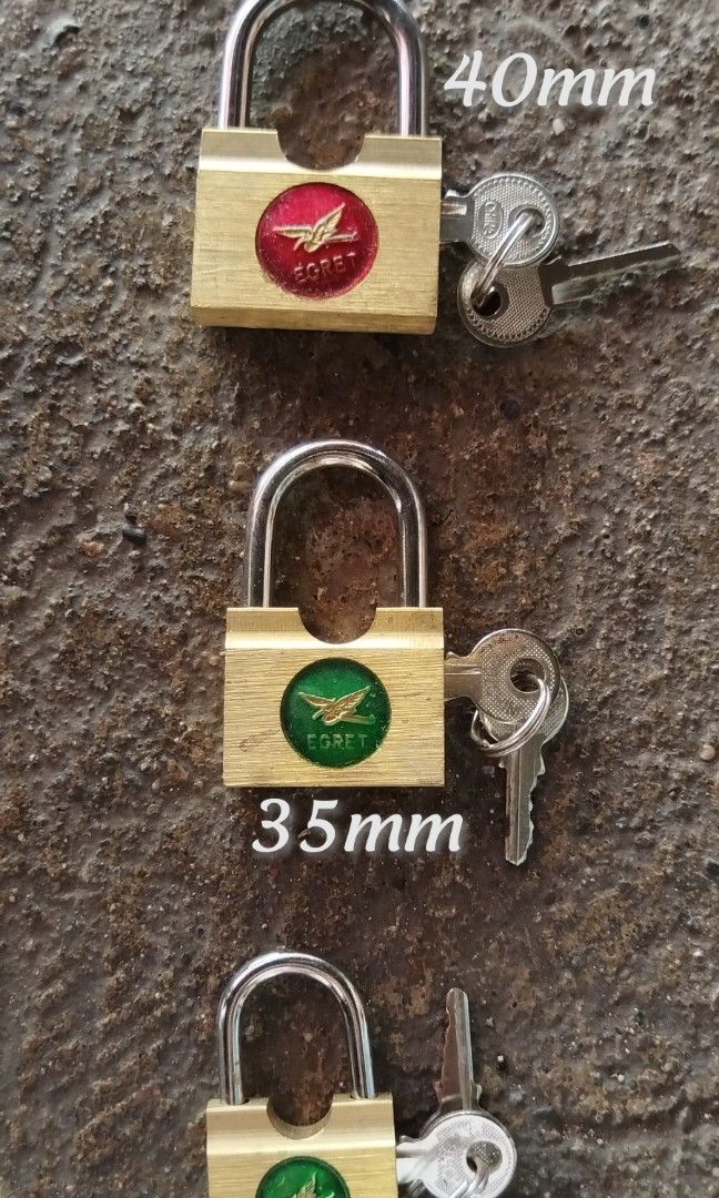 Egret Brass Padlock (Category: Locks, Doors & Gates) located in Iloilo. Submitted by pinspirewitha (Listing ID 1384889119, Image 1). Description: Price vary depending on size. 30mm php60 35mm php65 40mm php70.