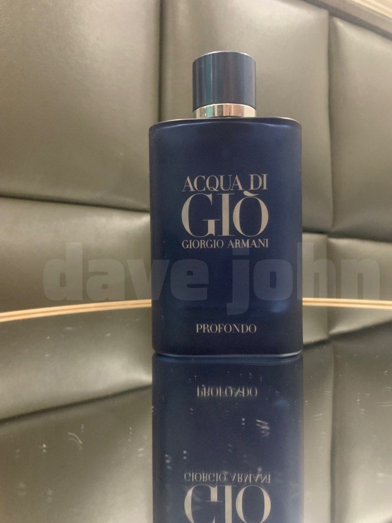 Empty Acqua Di Gio Profondo (Category: Fragrance & Deodorants) located in Caloocan City. Submitted by djcee (Listing ID 1384900031, Image 1). Description: Actual bottle yung nasa photo. Wala ng box. May tira pa na around 3ml juice, pero medyo nawala na yung top notes nya. Naiwan kasi ng ilang months sa loob ng sasakyan. Pero mabango pa rin as in. At least 5-6 hours pa longevity. Goods to sa mga nangongolekta ng bottle for display, vanity,or photo