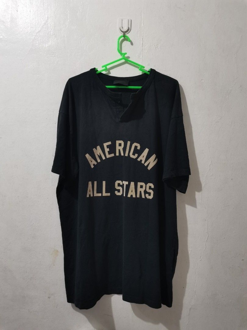 FOG Fear of God American All Stars Seventh Collection Tshirt (Category: Tshirts & Polo Shirts ) located in Lipa City. Submitted by donatzzz (Listing ID 1384915917, Image 1). Description: FOG Fear of God American All Stars Seventh Collection Tshirt Size Tag: XL Dimes: 24x30.5 Condition: Verygood / Need wash / Missing buttons, need replacement Color Rate : 9/10 Gcash or Bank Payment (BPI) Add 75 for shipping fee (J&T).