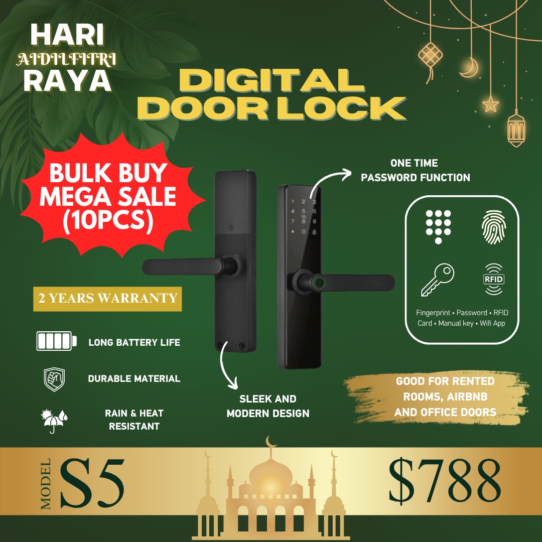 [FREE DELIVERY] S5 Digital Door Lock 4 in 1 fingerprint + passcode+ ...
