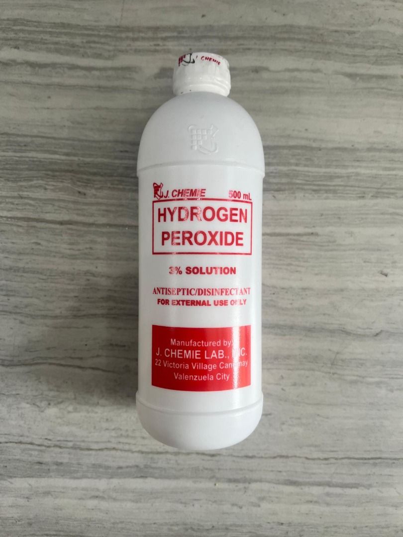 HYDROGEN PEROXIDE 3% SOLUTION (j.cheme) (Category: Medical Supplies & Tools) located in Quezon City. Submitted by andrea_dxs (Listing ID 1384880933, Image 2). Description: For cleansing, dilute one part with an equal parts of water. For external ear cleansing, dilute one part with 6 parts of water. As mouthwash, dilute one part to five parts of water which is suitable only for use by adults and children over 12 years and elderly. Administration: 