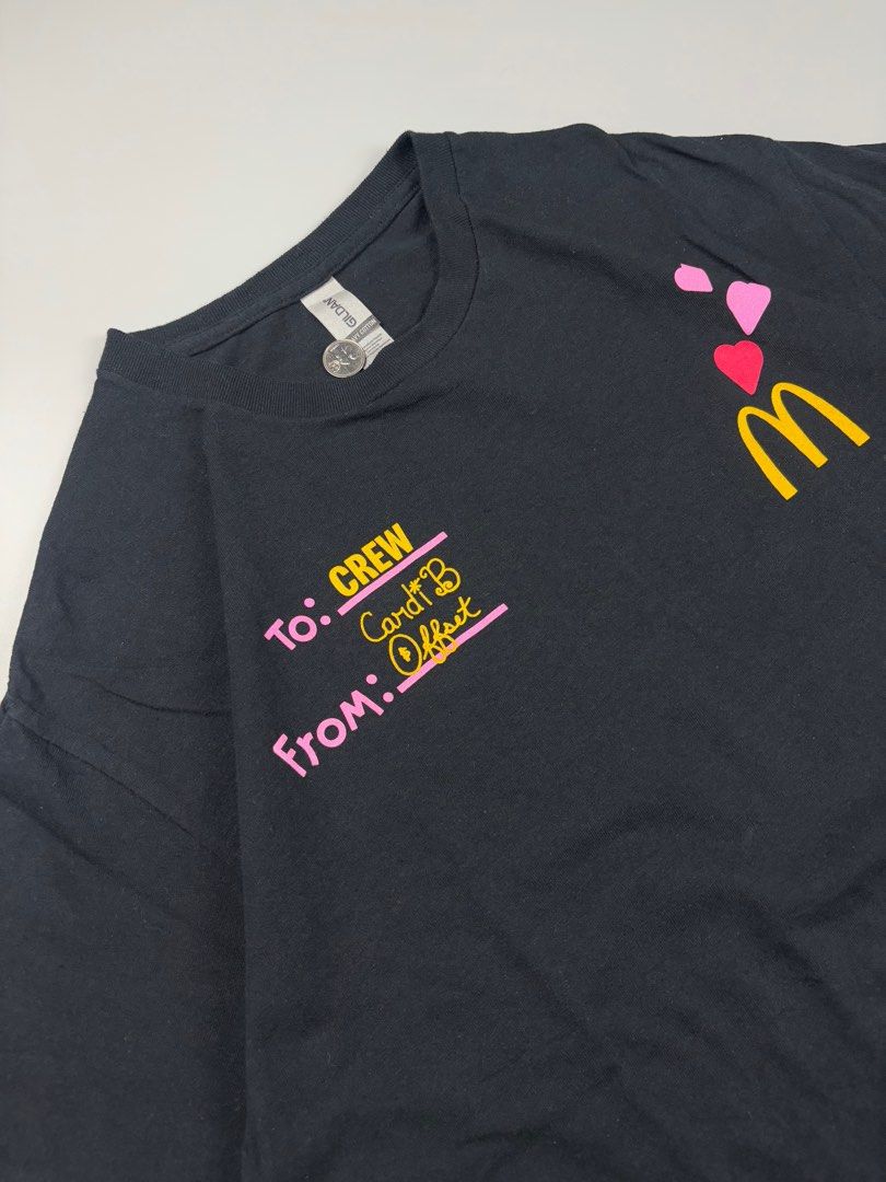 McDonald’s Cardi B and Offset Shirt (Category: Tshirts & Polo Shirts ) located in Mabalacat. Submitted by doughnutthrift (Listing ID 1384880050, Image 2). Description: Excellent condition Color Rate – 9.5/10 W- 23” L- 29” Issue: None.