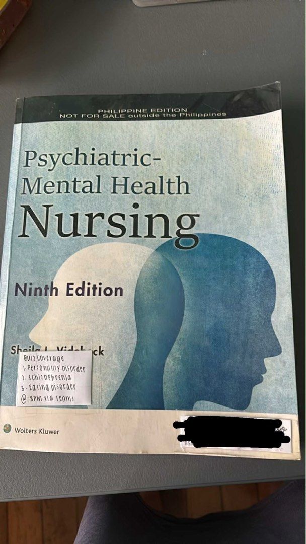 NURSING BOOKS (Category: Textbooks) located in Pasay City. Submitted by ashantinicolearellano04 (Listing ID 1384877714, Image 2). Description: PSYCHIATRIC NURSING - 700 with minimal highlights and writings ANAPHY 10th edition- 900 SOLD ❌ 📍Las piñas MOP: Gcash MOD: Lalamove & Lbc.