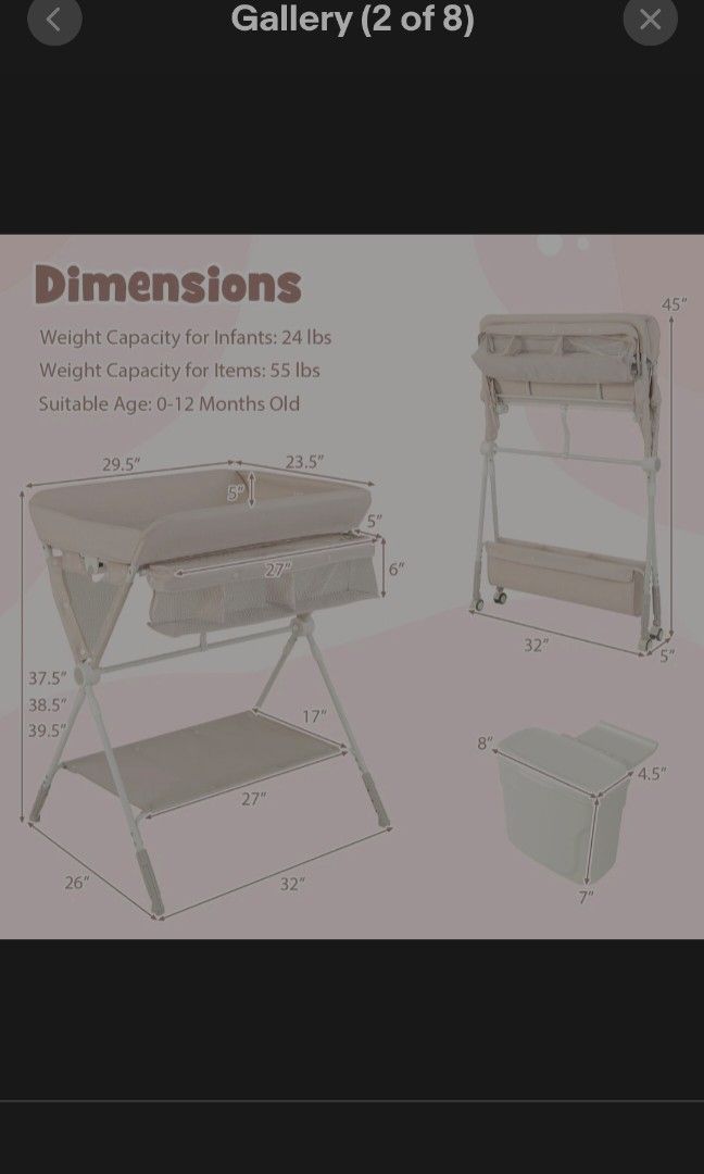 Portable changing Table (Category: Changing Tables & Stations) located in Paranaque City. Submitted by mystuffmel (Listing ID 1384847166, Image 2). Description: PAYMENT FIRST-NO COD MOP:Gcash only same day delivery once paid complete set with no box. side pockets and storage for lotion, diaper, etc..