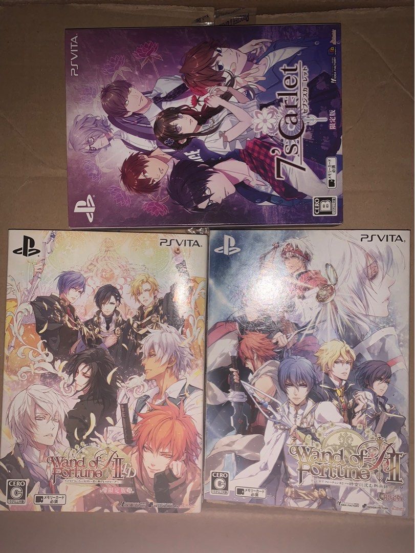 PS Vita Otome Games (Category: PlayStation) located in Cabanatuan. Submitted by tsuu08 (Listing ID 1384880014, Image 1). Description: In Japanese language 7scarlet - PHP1300 Wand of Fortune R2 - PHP1300 Wand of Fortune R2 FD - PHP1300 Take ALL for PHP3500.