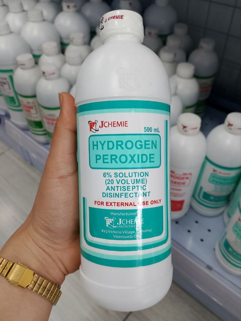 Hydrogen Peroxide 6% (j.cheme) (Category: Medical Supplies & Tools) located in Quezon City. Submitted by andrea_dxs (Listing ID 1384880139, Image 1). Description: Hydrogen Peroxide 6% is a chemical compound and oxidizing agent commonly used for antiseptic, disinfectant, and bleaching purposes. Product Overview Chemical Name: Hydrogen Peroxide (H₂O₂) Concentration: 6% (equivalent to 20 volumes) Form: Clear, colorless liquid Odor: Slightly sharp, s