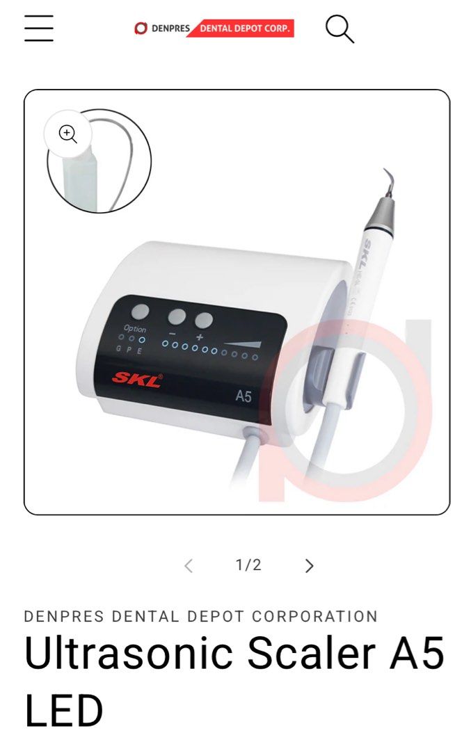 SKL A5 ULTRASONIC SCALER (Category: Medical Supplies & Tools) located in Manila. Submitted by emercadejas (Listing ID 1384944968, Image 1). Description: Bought from Denpress. w/lifetime warranty Inclusions: -Bag -scaler tips -foot pedal - Water Bottle.