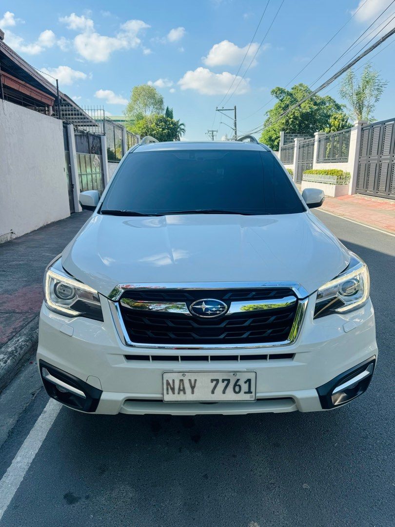 Subaru Forester 2.0 i Premium (A) (Category: Used Cars) located in Marikina City. Submitted by Needvswantph (Listing ID 1385032526, Image 2). Description: Subaru Forester 2.0i Premium 2018 Crystal White Pearl With Sunroof/Moonroof Automatic Transmission All Wheel drive 39T kms mileage Super Lamig Aircon Upgraded Carplay (Wider Screen can watch Netflx Movies 30k worth) Upgraded Sound Speaker (Harman Kardon Speakers 40k worth) Casa Maintained Push 
