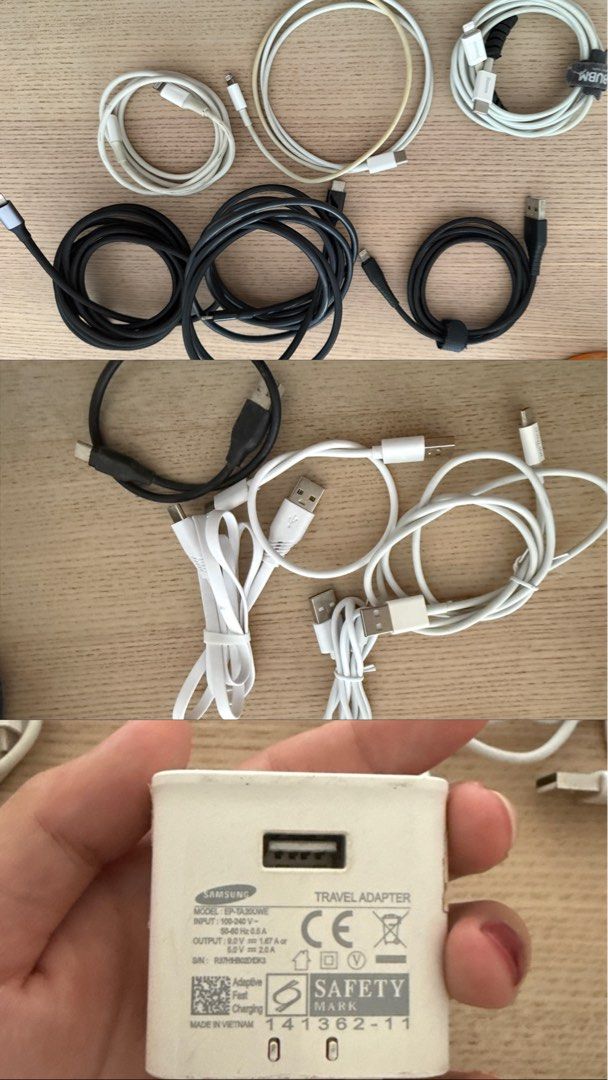 Type C Cables [BUNDLE] (Category: Cables & Adaptors) located in Kuala Lumpur. Submitted by k_zaz (Listing ID 1384931955, Image 1). Description: 5 x type c ( All for RM 30) 1 x Type A charging adapter (RM15) Take ALL FOR RM40- free Anker Cable holder.