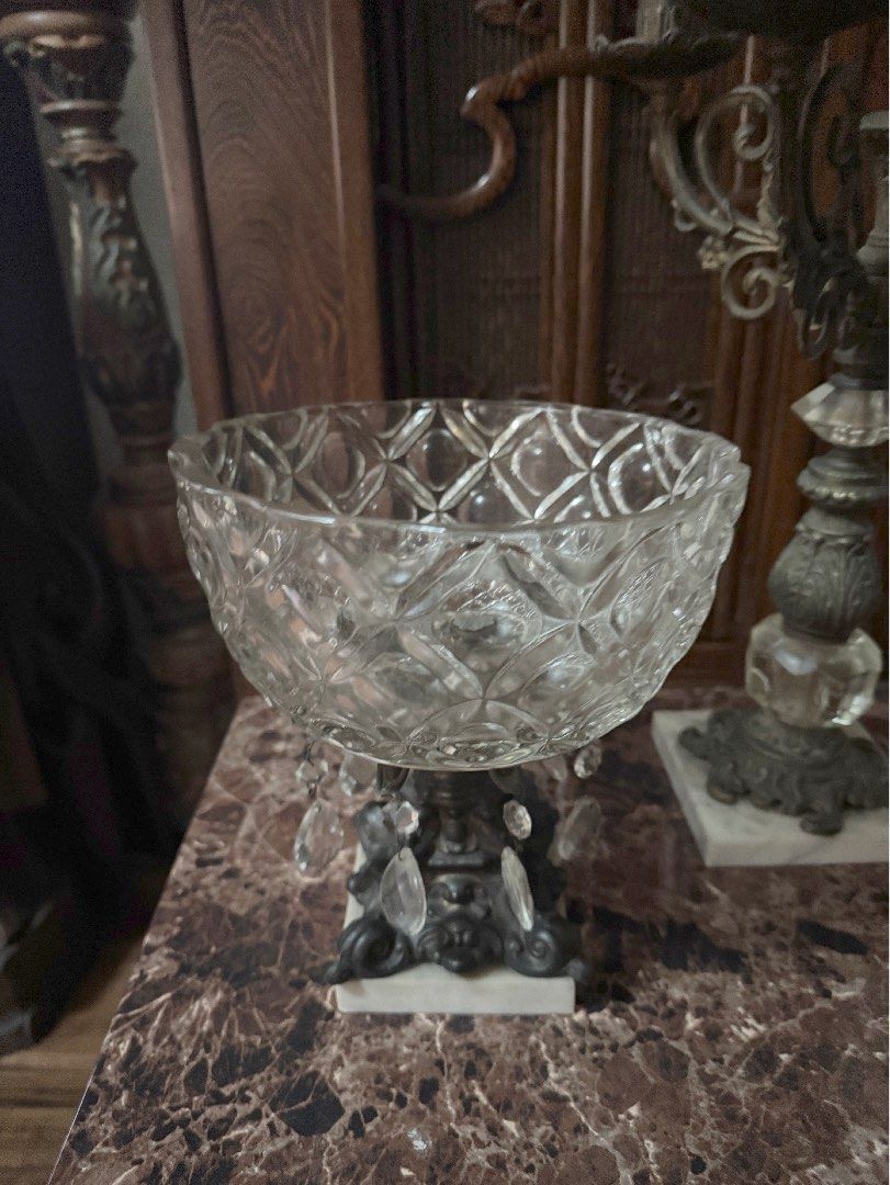 Antique Glass/Brass Pair (Category: Other Home Decor) located in Quezon City. Submitted by mjpproperty (Listing ID 1385110942, Image 3). Description: From my Antique collection Candle holder & Marble Footed Tray In Heavy Brass/Marble & Glass material finish Plus sf.