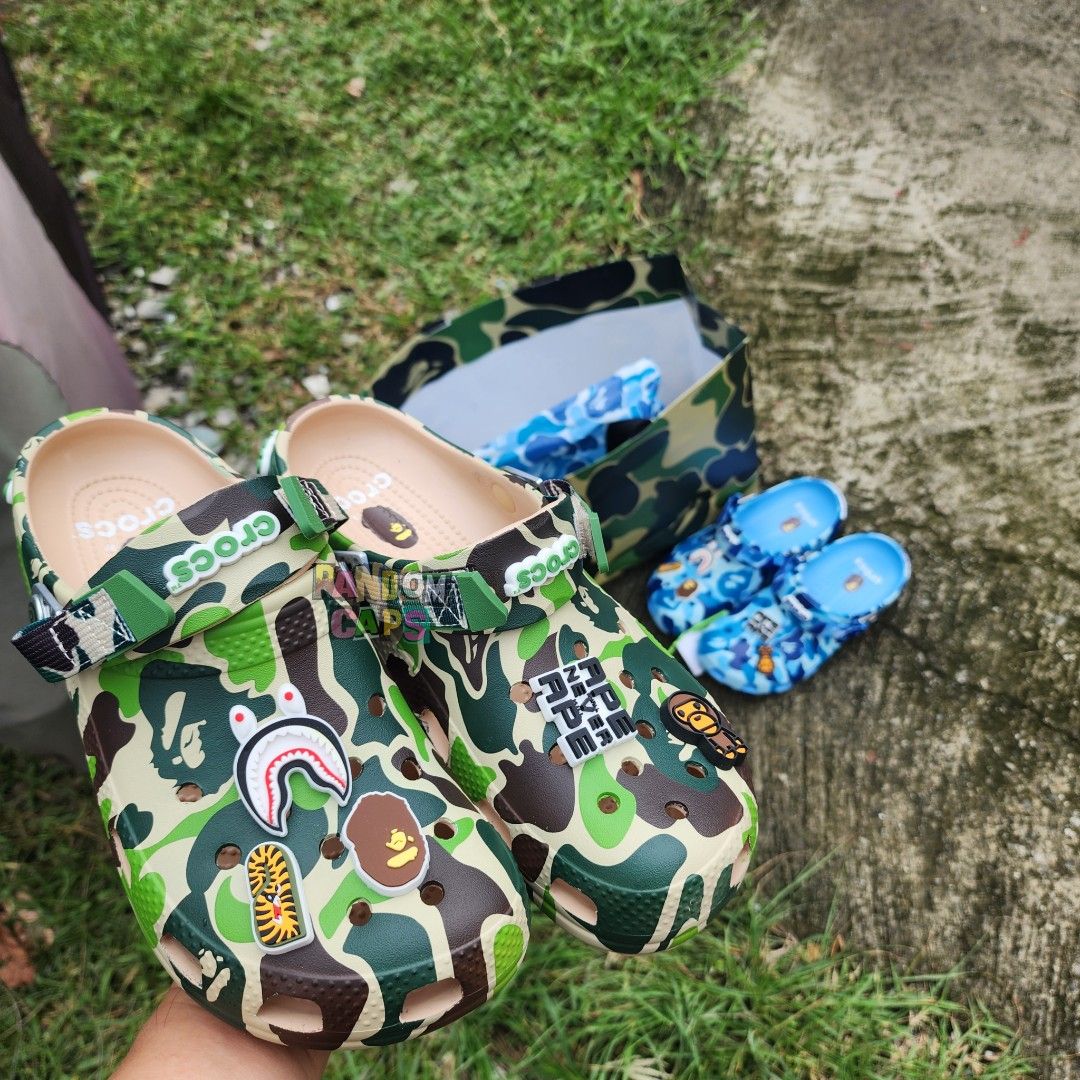 BAPE CROCS (Category: Casual Shoes) located in Quezon City. Submitted by randomthangz (Listing ID 1385152731, Image 1). Description: SIZE 10 US GREEN CAMO.