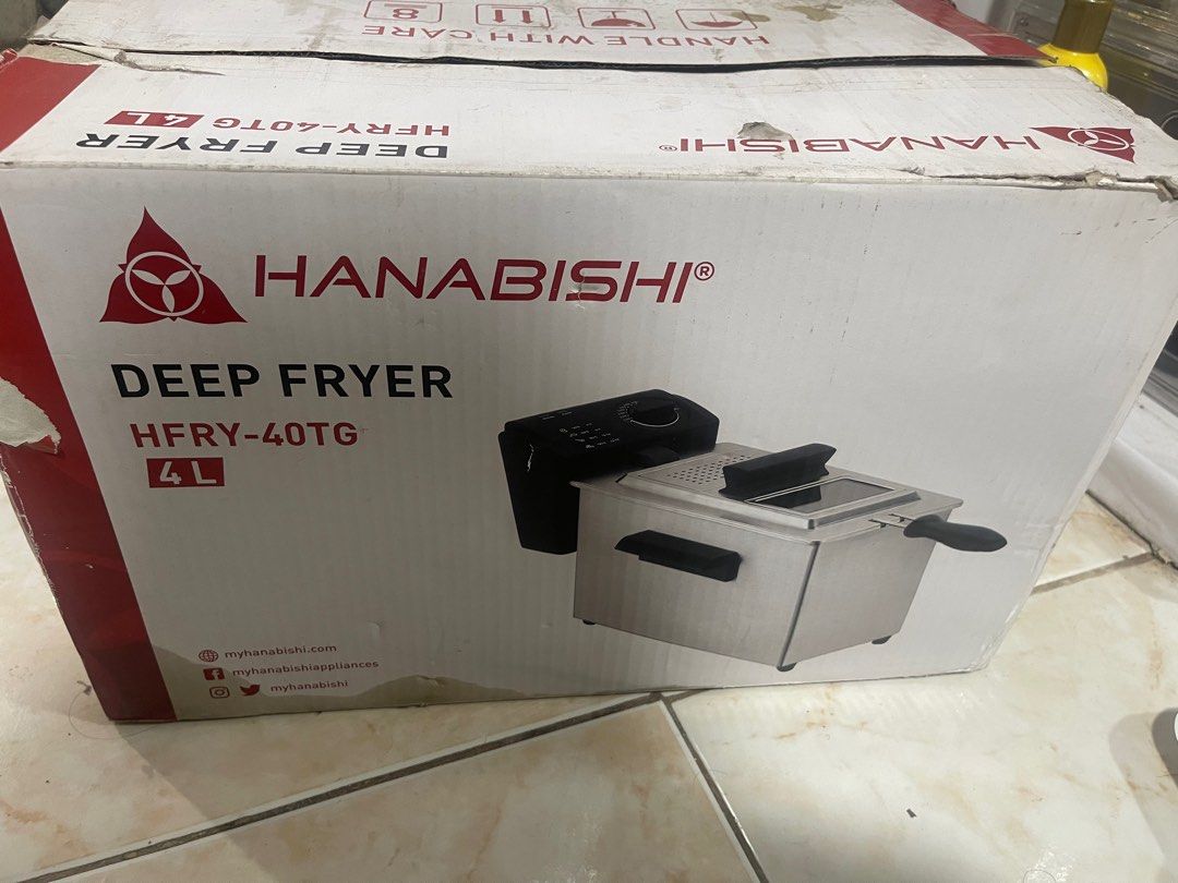 BNEW HANABISHI DEEP FRYER 4L (Category: Fryers) located in Manila. Submitted by mexydoria (Listing ID 1385060411, Image 1). Description: FOR SALE‼️ Brand new Hanabishi Deep fryer 4L 2,300 nalang po, (2,700 bili ko) Loc: bagong barrio caloocan.