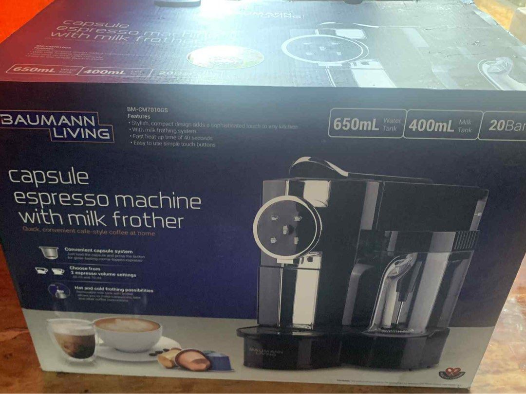 Capsule Espresso Coffee Machine | Baumann (Category: Coffee Machines & Makers) located in Cainta. Submitted by xinyuankk (Listing ID 1385110534, Image 1). Description: rfs: not using.