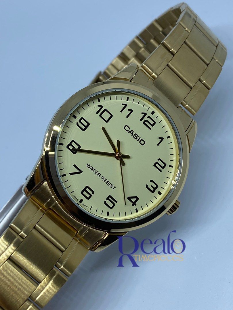 Casio MTP-V001G-9B (Category: Women's Watches) located in Manila. Submitted by cmlleee (Listing ID 1385200503, Image 2). Description: ON HAND Casio MTP-V001G-9B Case size (L× W× H) : 45 × 38 × 8 mm Approx. battery life: 3 years on SR626SW Water resistant Brand new and Complete ✅PRICE ₱ 2,200 FB / IG page: Realo Timepieces.