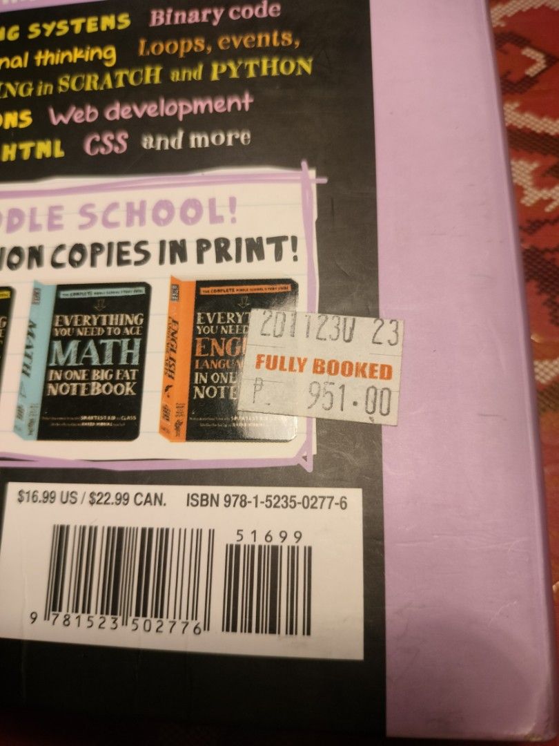 COMPUTER SCIENCE & CODING BOOK (Category: Textbooks) located in Iloilo. Submitted by midori_toys (Listing ID 1385125438, Image 2). Description: what you see is what you will get Original / Authentic Hardcover book please see pictures for issues there's no yellowing issues in the pics im using warm light ask for more pics if you want 👍.