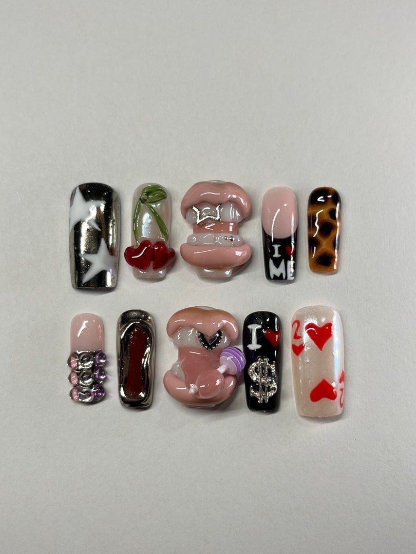 Custom press on nails (Category: Hands & Nails) located in Dasmarinas. Submitted by caitswardrobe (Listing ID 1385143502, Image 1). Description: prices start at ₱250 for plain color sets nail art starts at ₱350 depending on the design set inclusions: acrylic case 2ml nail glue 24 pcs sticky tabs cuticle pusher nail file alcohol tab pls note these are made to order with 3-7 days lead time, we currently do not sell premade sets for more pics/info o
