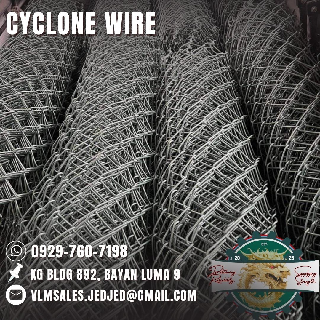 Cyclone Wire (Category: Construction & Building Materials) located in Manila. Submitted by vlmhardwarevennice (Listing ID 1385073484, Image 1). Description: VLM Hardware and Construction Supplies Message and get a quote now! 📍 KGV Building, 892 Bayan Luma 9 City of Imus, Cavite Satellite office at manila.