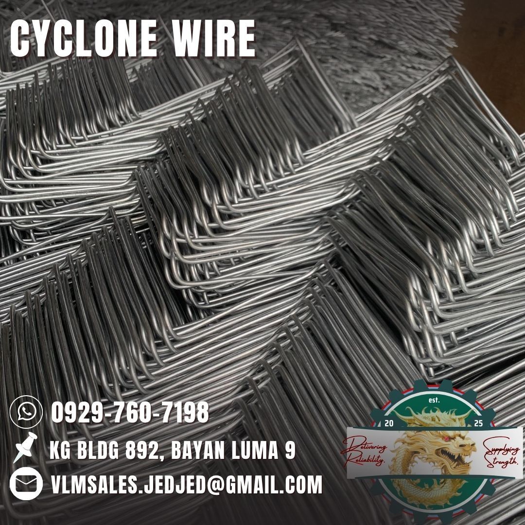 Cyclone Wire (Category: Construction & Building Materials) located in Manila. Submitted by vlmhardwarevennice (Listing ID 1385073484, Image 2). Description: VLM Hardware and Construction Supplies Message and get a quote now! 📍 KGV Building, 892 Bayan Luma 9 City of Imus, Cavite Satellite office at manila.