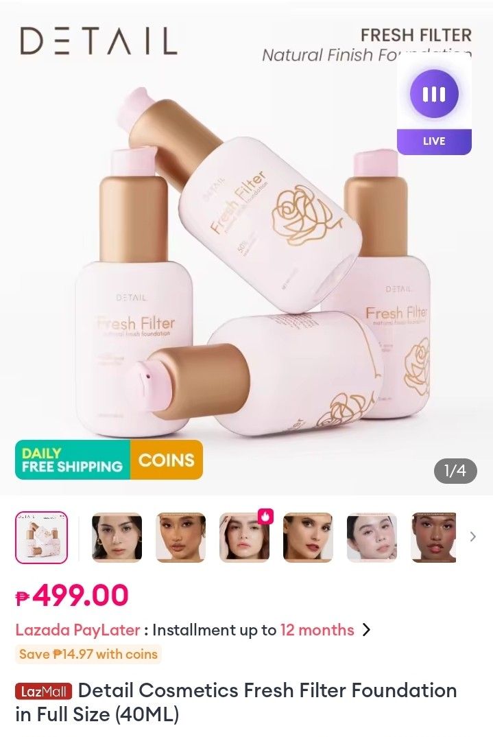 Detail Fresh Filter Foundation 40ml full size (Category: Makeup) located in Rizal. Submitted by reyshishibal (Listing ID 1385208381, Image 3). Description: SHADE: SOY - brandnew and never used (unsealed only) - can send video condi - rfs: extra ko lang, nastock na lang - authentic official, scan the barcode to check authenticity - est sf if jnt: around 50 only ✅installment (original price+ 100) in 2 months your purchase is a huge help for the mai