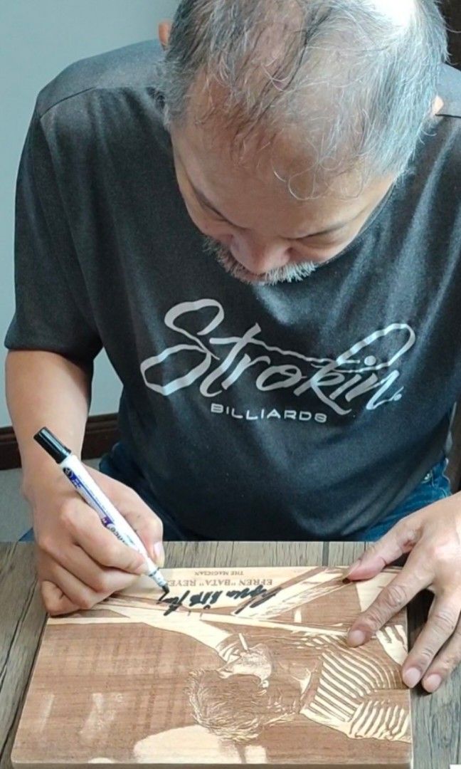 Efren Bata Reyes Signed (Category: Frames & Pictures) located in Paranaque City. Submitted by marcusandrei0424 (Listing ID 1385228414, Image 2). Description: Engrave on wood Efren "Bata Reyes Photo Solid Wood- Tanguile Size 8x11 10k Pick up Las Piñas.