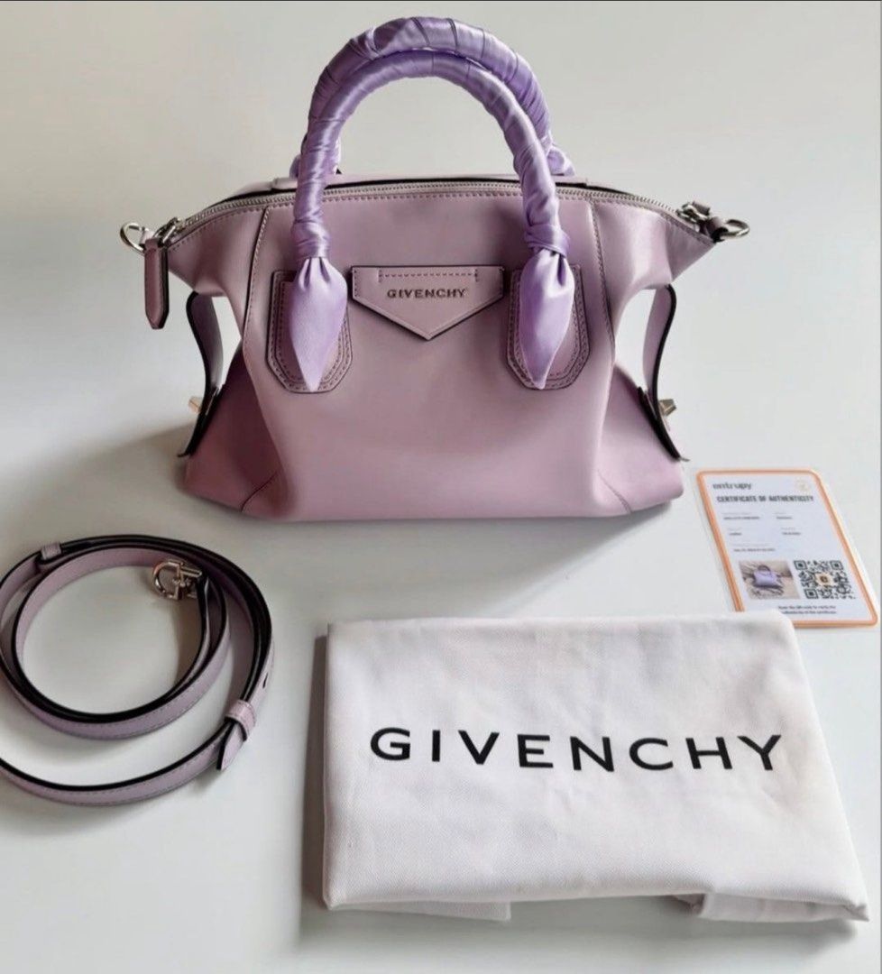 Givenchy soft antigona (Category: Luxury Bags & Wallets) located in Marikina City. Submitted by anna.marcelino4582 (Listing ID 1385179839, Image 1). Description: FS: Givenchy soft antigona ❤️❤️❤️ 📍 small & lilac in color 📍 Rank A; Very good used condition 📍 with dustbag & entrupy 📍 can be worn top handle or sling bag 📍 Marikina area 📍 open for layaway ₱45,000; slightly negotiable.