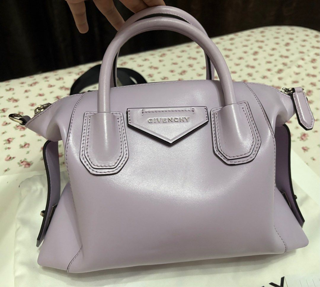 Givenchy soft antigona (Category: Luxury Bags & Wallets) located in Marikina City. Submitted by anna.marcelino4582 (Listing ID 1385179839, Image 3). Description: FS: Givenchy soft antigona ❤️❤️❤️ 📍 small & lilac in color 📍 Rank A; Very good used condition 📍 with dustbag & entrupy 📍 can be worn top handle or sling bag 📍 Marikina area 📍 open for layaway ₱45,000; slightly negotiable.